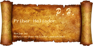 Priher Heliodor névjegykártya